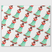 Hawaiian Hula Girl Papier cadeau de Noël (Plat)