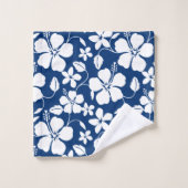 HAWAIIAN HULA (HIBISCUS) NAVY BATH TOWEL SET (Gant de toilette)