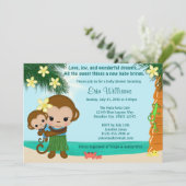 Hawaiian Hula Monkey Invitation au Baby shower (Debout devant)
