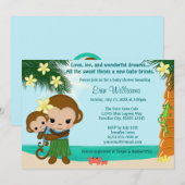 Hawaiian Hula Monkey Invitation au Baby shower (Devant / Derrière)