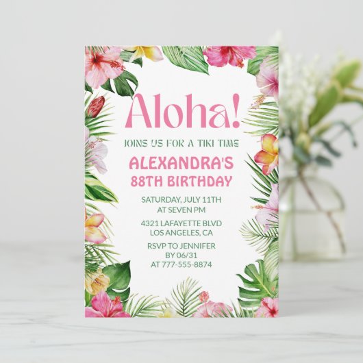 Hawaiian invitation 88e anniversaire Tropical Flor (Debout devant)