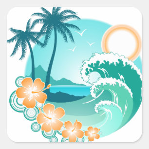 Hawaiian Island 1 Vierkante Sticker