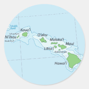 Hawaiian Island Chain Map Ronde Sticker