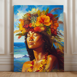 Hawaiian Island Goddess Tropical Canvas Afdruk