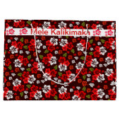 Hawaiian Kerstmis Hibiscus Large Gift Bag Groot Cadeauzakje (Achterkant)