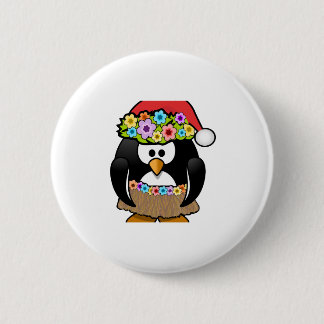 Hawaiian Kerstmis Penguin Ronde Button 5,7 Cm