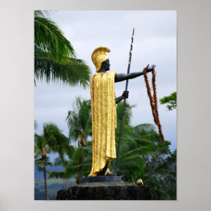 Hawaiian King Kamehameha Statue, Side Uitzicht Poster