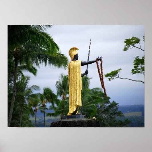 Hawaiian King Kamehameha Statue, Side Uitzicht Poster (Voorkant)