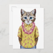 Hawaiian Kitty Cat Briefkaart (Voorkant / Achterkant)