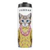 Hawaiian Kitty Cat | Jouw namen toevoegen Thermosbeker (Voorkant)