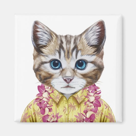Hawaiian Kitty Cat Magneet (Voorkant)