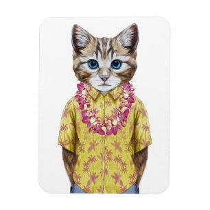 Hawaiian Kitty Cat Magneet