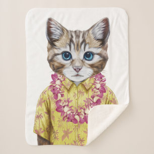 Hawaiian Kitty Cat Sherpa Deken
