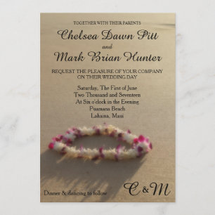 Hawaiian Lei Beach Wedding Invitation Kaart