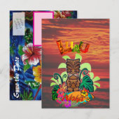 Hawaiian Luau Aankondigingskaart (Voorkant / Achterkant)