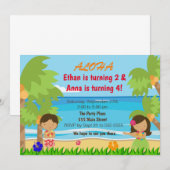 Hawaiian luau anniversaire de enfant invitation 2 (Devant / Derrière)