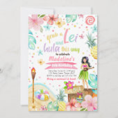 Hawaiian Luau Anniversaire Invitation Tropical Poo (Devant)