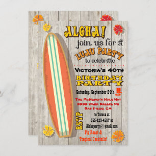 Hawaiian Luau Birthday Party Invitations Kaart