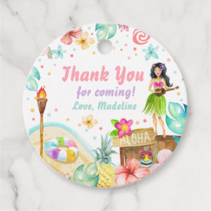 Hawaiian Luau Birthday Tropical Pool Party Pastel Bedankjes Labels
