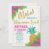 Hawaiian Luau Birthday Uitnodiging (Voorkant)