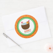 Hawaiian Luau Coconut Birthday Baby shower Ronde Sticker (Envelop)