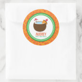 Hawaiian Luau Coconut Birthday Baby shower Ronde Sticker (Tas)