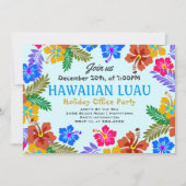 Hawaiian Luau Custom Party Hibiscus Invitations (Devant)