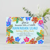 Hawaiian Luau Custom Party Hibiscus Invitations (Debout devant)