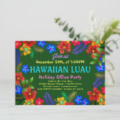 Hawaiian Luau Office Party Hibiscus Invitations (Debout devant)