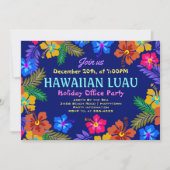 Hawaiian Luau Office Party Hibiscus Invitations (Devant)