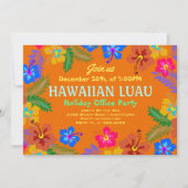 Hawaiian Luau Office Party Hibiscus Invitations (Devant)