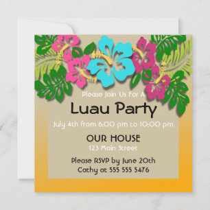 Hawaiian Luau Party Invitation Kaart