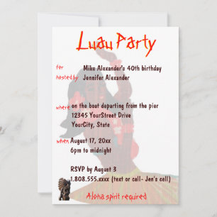 Hawaiian Luau Party Invite Kaart