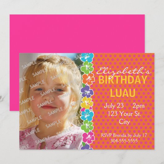 Hawaiian Luau Party Kaart (Voorkant / Achterkant)