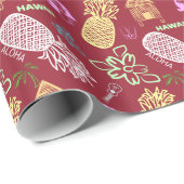 Hawaiian Luau Patterned Red Cadeaupapier (Rol Hoek)