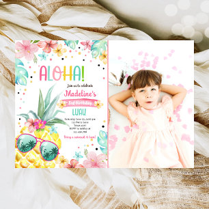 Hawaiian Luau Pineapple Tropical Girl Birthday Kaart