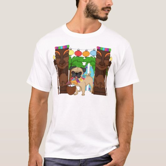 Hawaiian Luau Pug -  T-shirt (Voorkant)