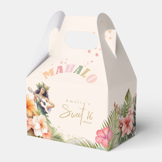 Hawaiian Luau Sweet 16 Mahalo ID1092 Bedankdoosjes (Voorkant Zijde)