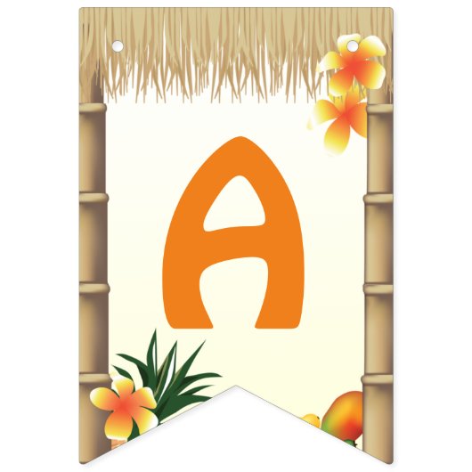 Hawaiian Luau Tiki Hut Tropical Birthday Party Vlaggetjes (Derde vlag)