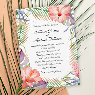 Hawaiian Luau Tropical Floral Wedding Kaart