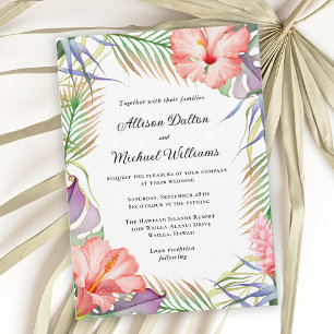 Hawaiian Luau Tropical Floral Wedding Kaart