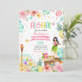 Hawaiian Luau Tropische Pool Beach Birthday Kaart (Staand voorkant)