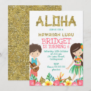 Hawaiian Luau uitnodiging voor verjaardagsfeestje