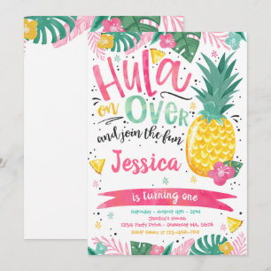 Hawaiian Luau Verjaardagsfeest Ananas Luau Pool Kaart