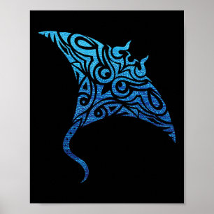 Hawaiian Manta Ray Tribal Polynesiaans Tattoo Paci Poster