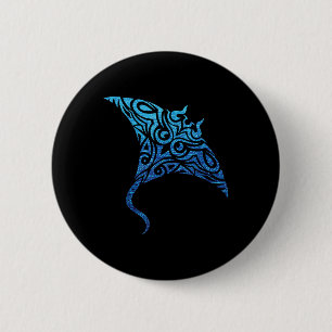 Hawaiian Manta Ray Tribal Polynesiaans Tattoo Paci Ronde Button 5,7 Cm