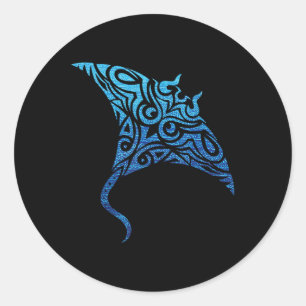 Hawaiian Manta Ray Tribal Polynesiaans Tattoo Paci Ronde Sticker
