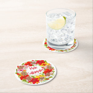 Hawaiian Mele Kalikimaka Floral Wreath Onderzetter
