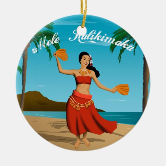 Hawaiian  Mele Kalikimaka  Keramisch Ornament (Voorkant)