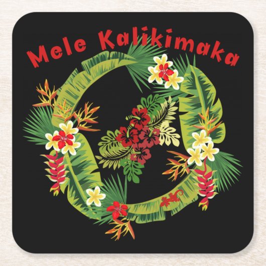 Hawaiian Mele Kalikimaka Wreath Onderzetters (Voorkant)